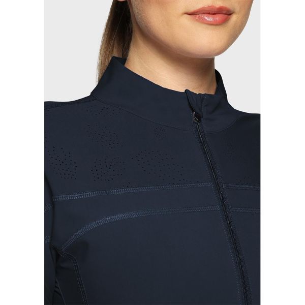 SAMSHIELD 女用訓練衫 (長袖/樹葉紋透氣孔/深藍色) 