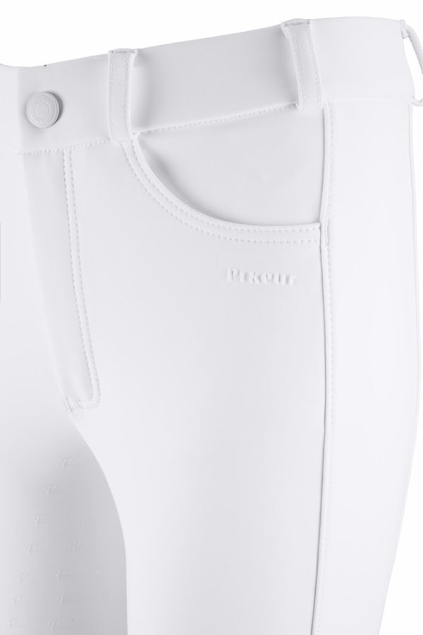 PIKEUR 童用馬褲 (止滑全皮/白色/側手機袋) 
