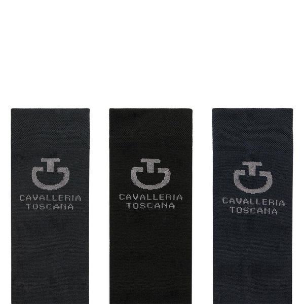 CAVALLERIA TOSCANA 騎馬長筒襪 (一組3入/黑灰深藍) 
