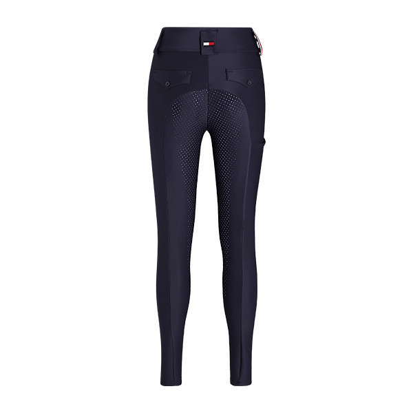 TOMMY HILFIGER 女用馬褲 (止滑全皮/深藍色/彈力腰/手機袋) 