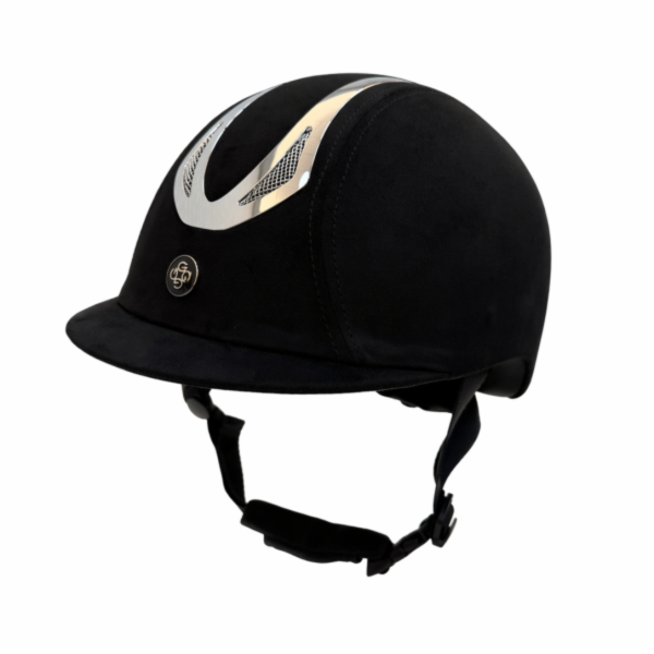 透氣騎士帽 (可調式/黑絨盔/亮銀框) 