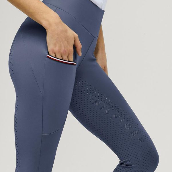 TOMMY HILFIGER 女用馬褲 (止滑全皮/靛藍色/彈力腰/手機袋) 