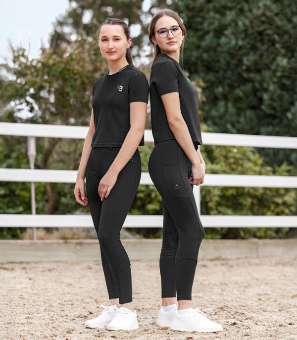 ELT 女用馬褲 (黑色/止滑全皮/彈性縮口) 