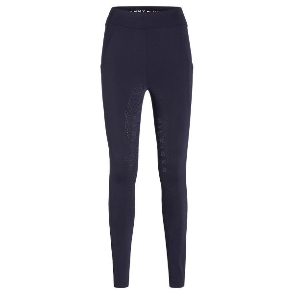 TOMMY HILFIGER 女用馬褲 (止滑全皮/深藍色/彈力腰/水鑽logo/手機袋) 