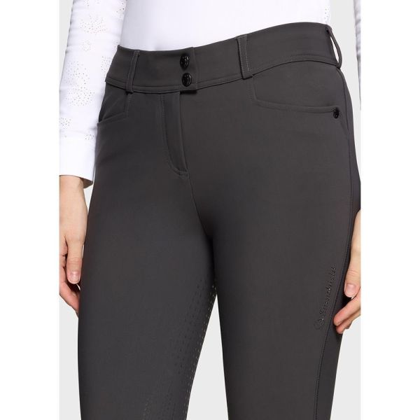 SAMSHIELD 女用馬褲 (止滑全皮/磁石灰/高腰/樹葉紋透氣孔) 