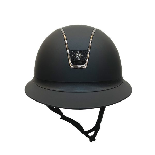 SAMSHIELD 訂製淑女款騎士帽 (大帽沿/霧黑盔/黑碎鑽牌/銀框/L) 不含帽襯，需另外加購 