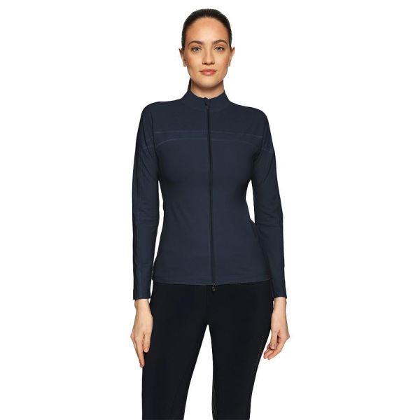 SAMSHIELD 女用訓練衫 (長袖/樹葉紋透氣孔/深藍色) 