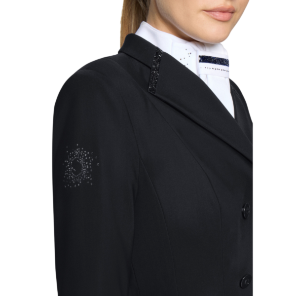SAMSHIELD 女用比賽西裝外套 (長版燕尾服/黑色/施華洛世奇鑽飾/38) 