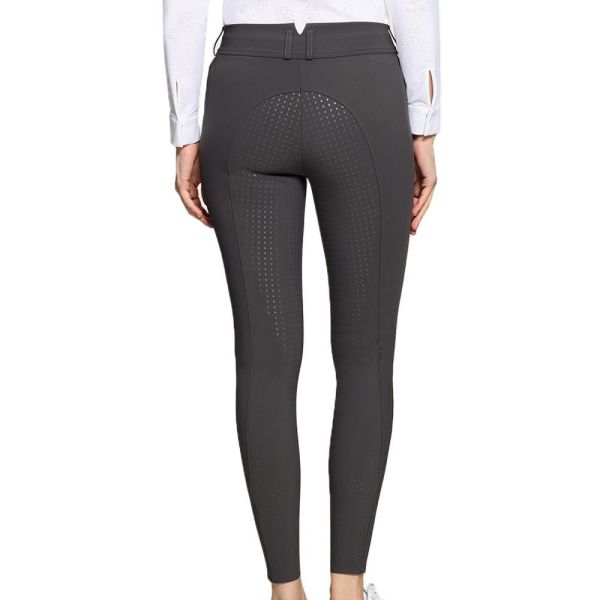 SAMSHIELD 女用馬褲 (止滑全皮/磁石灰/高腰/樹葉紋透氣孔) 