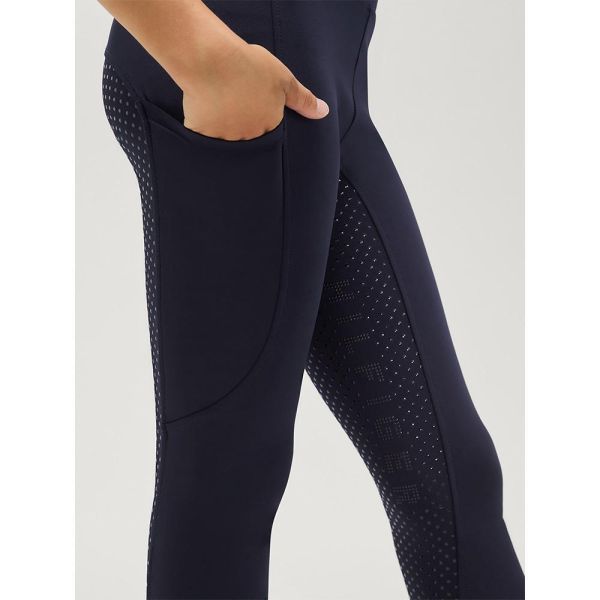 TOMMY HILFIGER 女童用馬褲 (止滑全皮/深藍色/彈力腰/手機袋) 