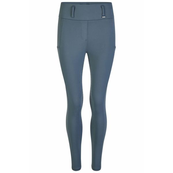 ESKADRON 女用彈力腰馬褲 (止滑全皮/高腰鬆緊褲頭/彈性縮口/灰藍色) 
