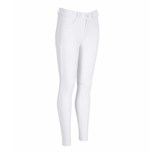 PIKEUR 童用馬褲 (止滑全皮/白色/側手機袋) 