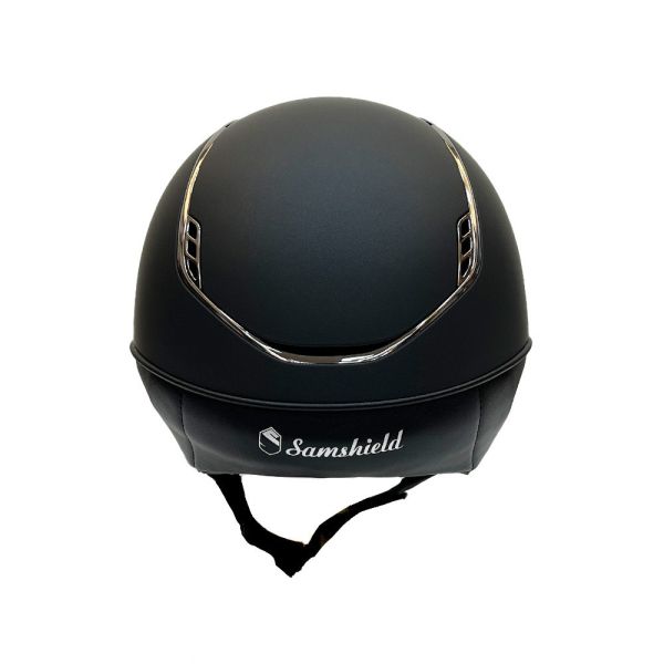 SAMSHIELD 訂製淑女款騎士帽 (大帽沿/霧黑盔/黑碎鑽牌/銀框/L) 不含帽襯，需另外加購 