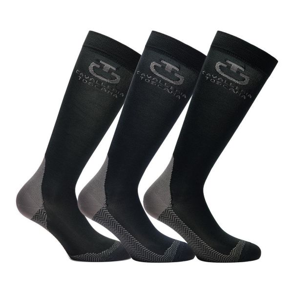 CAVALLERIA TOSCANA 騎馬長筒襪 (一組3入/黑灰深藍) 