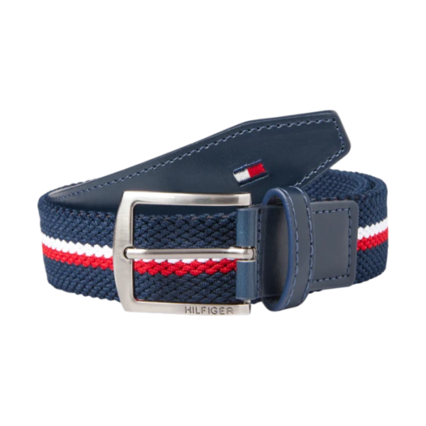 TOMMY HILFIGER 編織式彈性腰帶 (深藍色/可伸縮性/3種尺寸) 