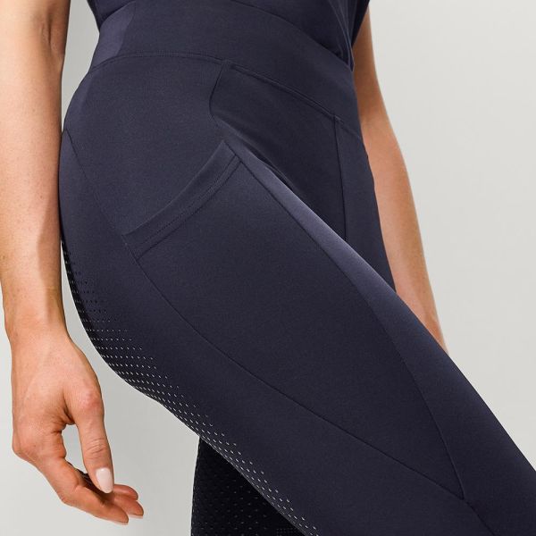 TOMMY HILFIGER 女用馬褲 (止滑全皮/深藍色/彈力腰/水鑽logo/手機袋) 