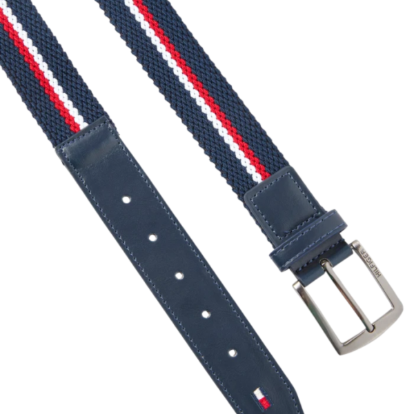 TOMMY HILFIGER 編織式彈性腰帶 (深藍色/可伸縮性/3種尺寸) 