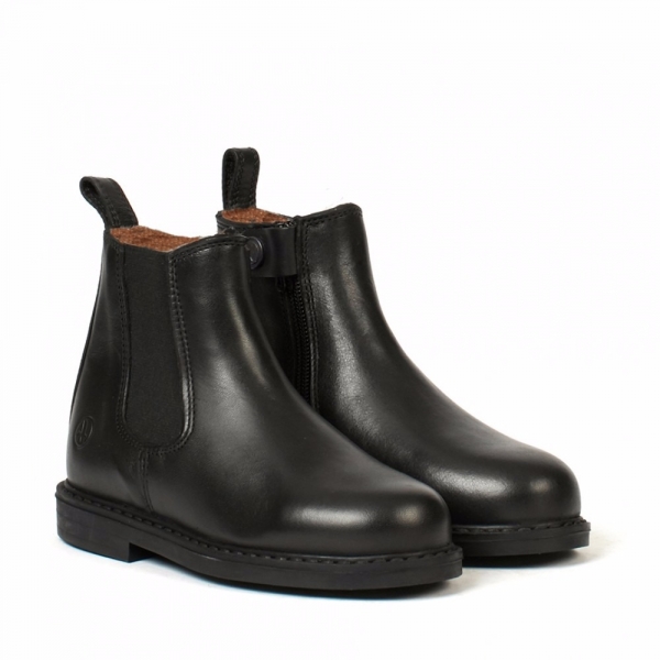 AIGLE 孩童短筒皮靴 (內側拉鍊設計/黑色/30-34) 