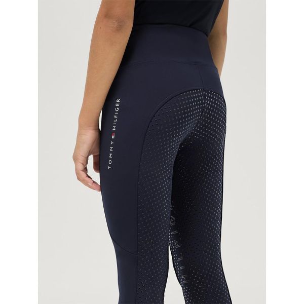 TOMMY HILFIGER 女童用馬褲 (止滑全皮/深藍色/彈力腰/手機袋) 