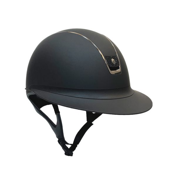 SAMSHIELD 訂製淑女款騎士帽 (大帽沿/霧黑盔/黑碎鑽牌/銀框/L) 不含帽襯，需另外加購 