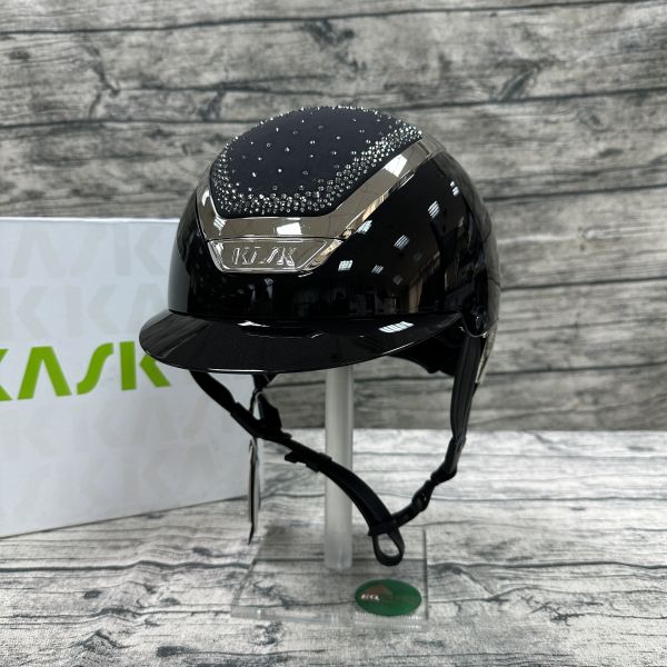 KASK 透氣騎士帽 (亮黑盔/銀鑽星頂/銀框/M) 