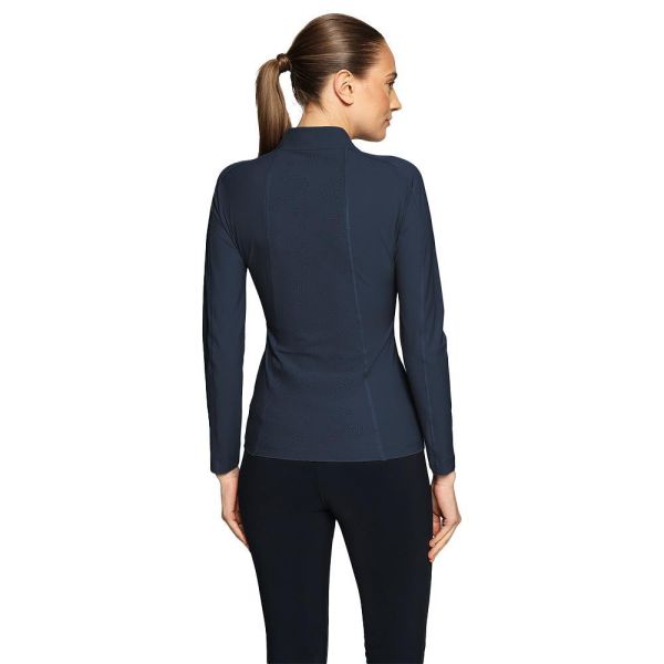 SAMSHIELD 女用訓練衫 (長袖/樹葉紋透氣孔/深藍色) 