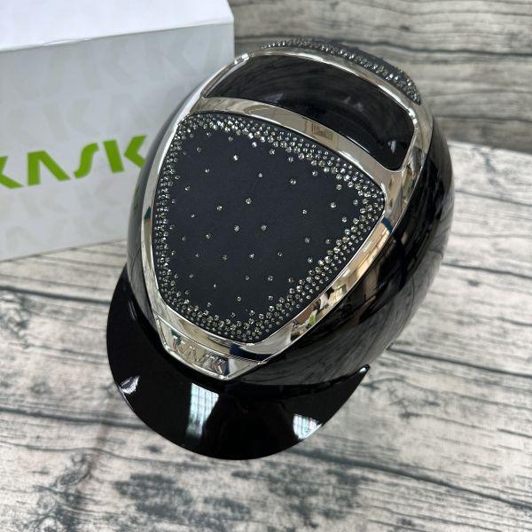 KASK 透氣騎士帽 (亮黑盔/銀鑽星頂/銀框/M) 