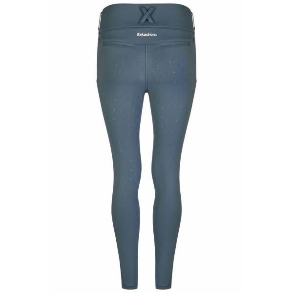 ESKADRON 女用彈力腰馬褲 (止滑全皮/高腰鬆緊褲頭/彈性縮口/灰藍色) 
