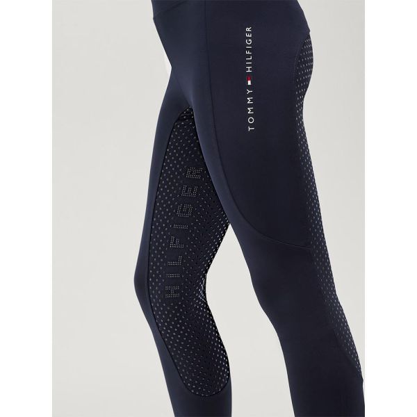 TOMMY HILFIGER 女童用馬褲 (止滑全皮/深藍色/彈力腰/手機袋) 