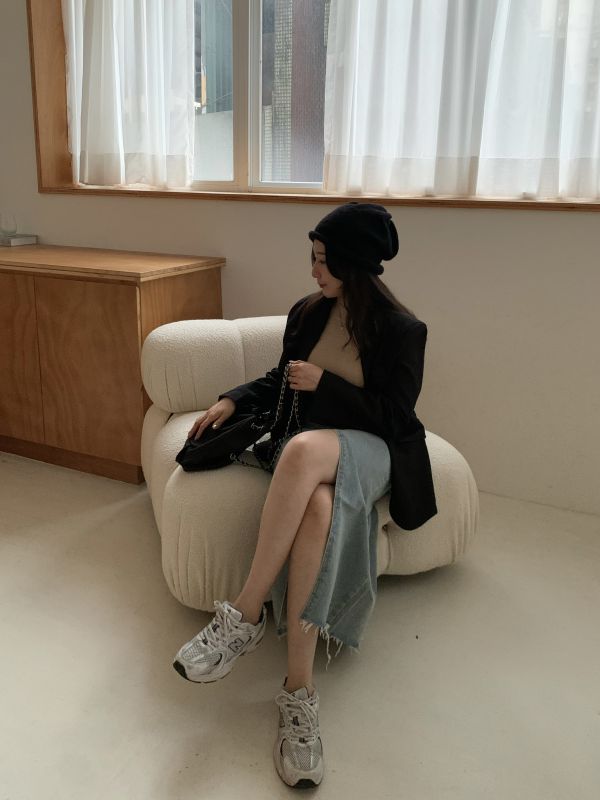 N13 好辣必買(≧∇≦)前開高岔牛仔長裙 