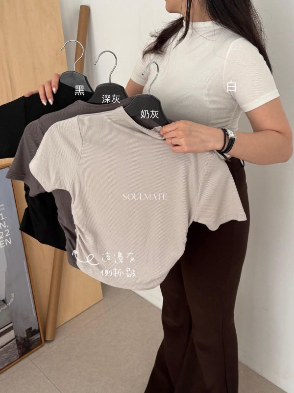 AP03 立領側抓皺上衣(4colors) 