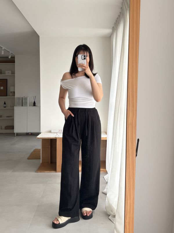 J16 涼感冰絲棉麻直筒寬褲M-2XL(2colors) 