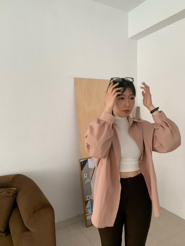 AP03 立領側抓皺上衣(4colors) 