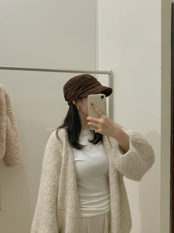 D19 (不折扣)拍照太出片啦!顯臉小麂皮絨帽(2color) 