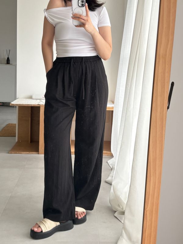 J16 涼感冰絲棉麻直筒寬褲M-2XL(2colors) 