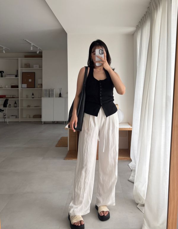 J16 涼感冰絲棉麻直筒寬褲M-2XL(2colors) 