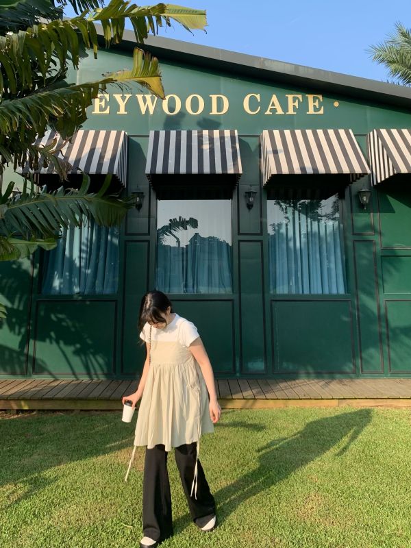 M01 小眾設計細肩绑帶短洋(杏綠) 