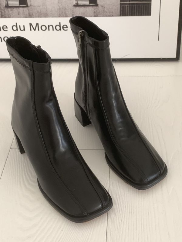 方頭彈力瘦瘦靴 