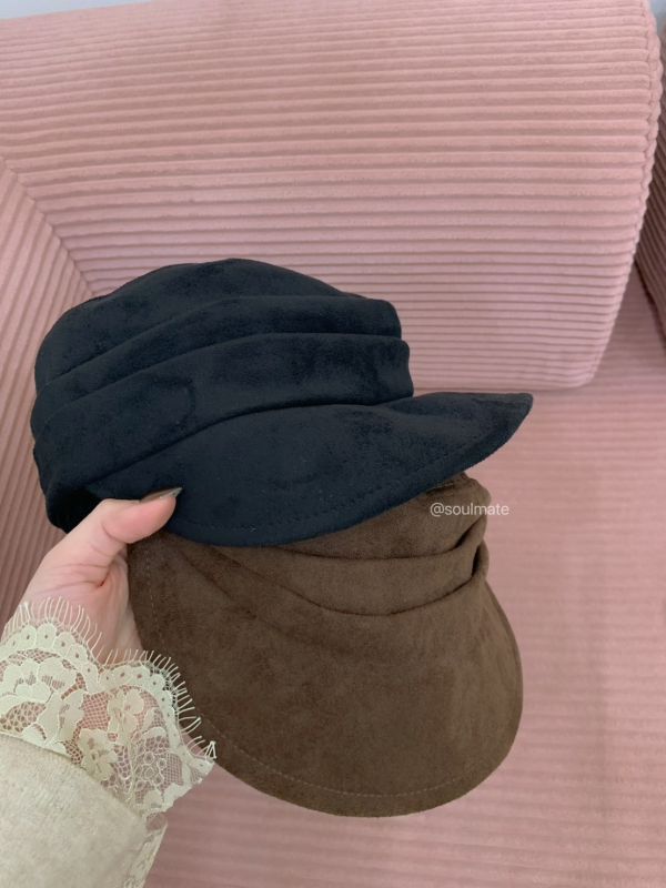 D19 (不折扣)拍照太出片啦!顯臉小麂皮絨帽(2color) 