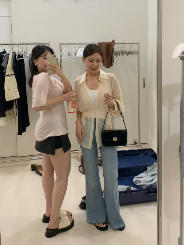 T05 附綁帶小女人透膚襯衫(3colors) 