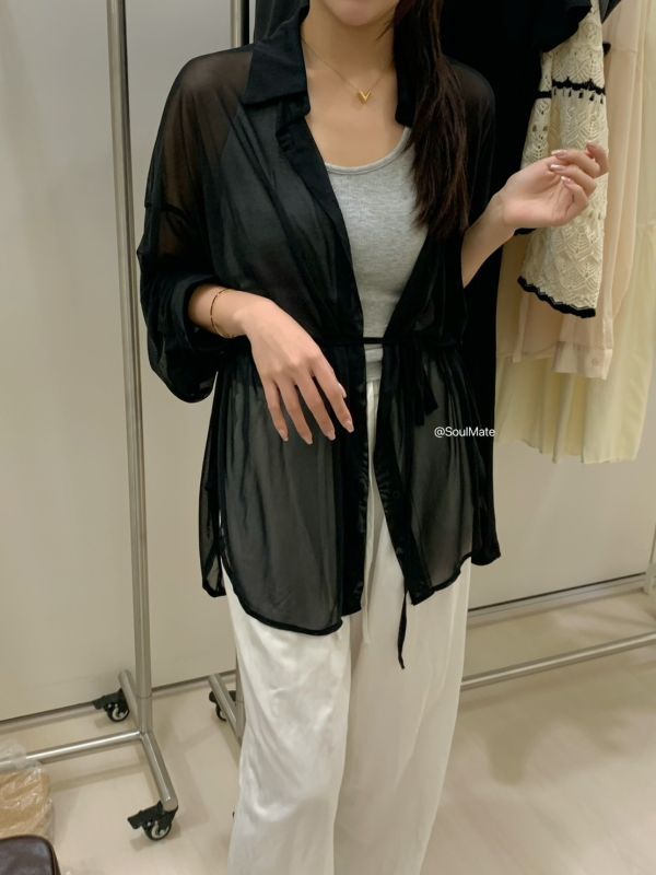 T05 附綁帶小女人透膚襯衫(3colors) 