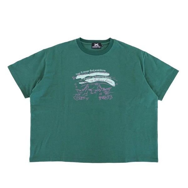 彩虹寬版T-綠-F 
