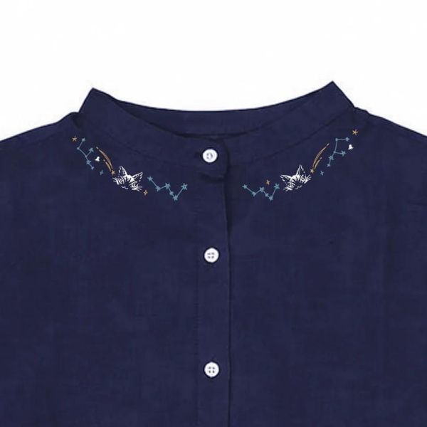 領口刺繡襯衫式上衣 