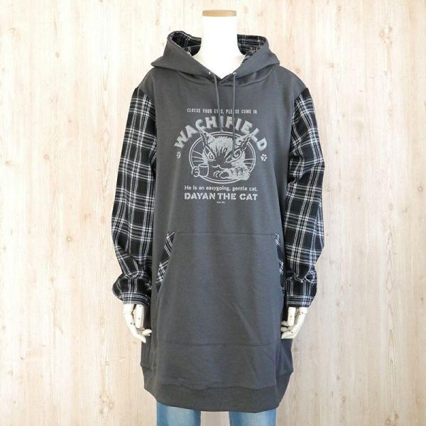 異材質拼接連帽長版上衣TNC 