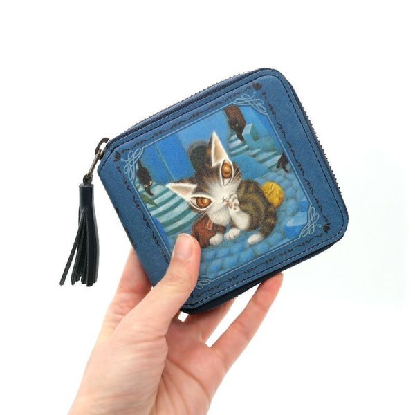 對摺短皮夾-藍色的街 