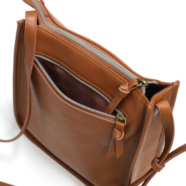 皮革單肩包-茶色 