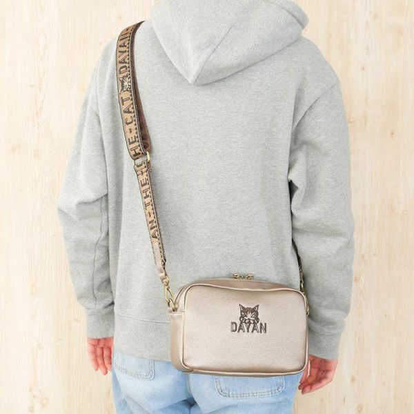 日本限定-皮革側背包-金 