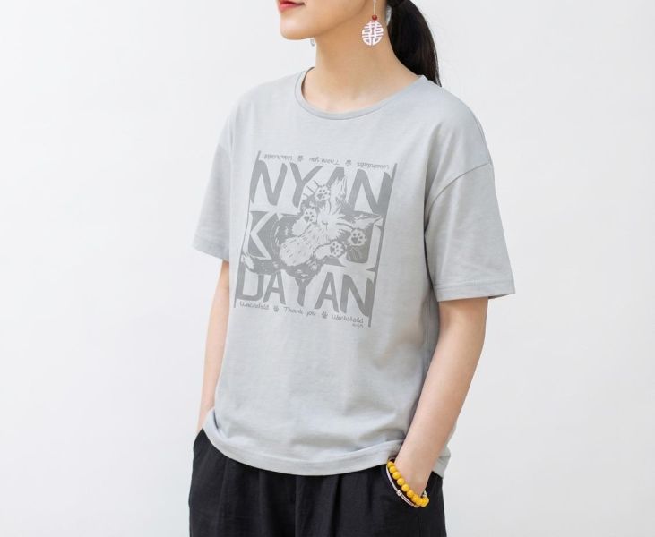 39印花T恤-L-灰空 