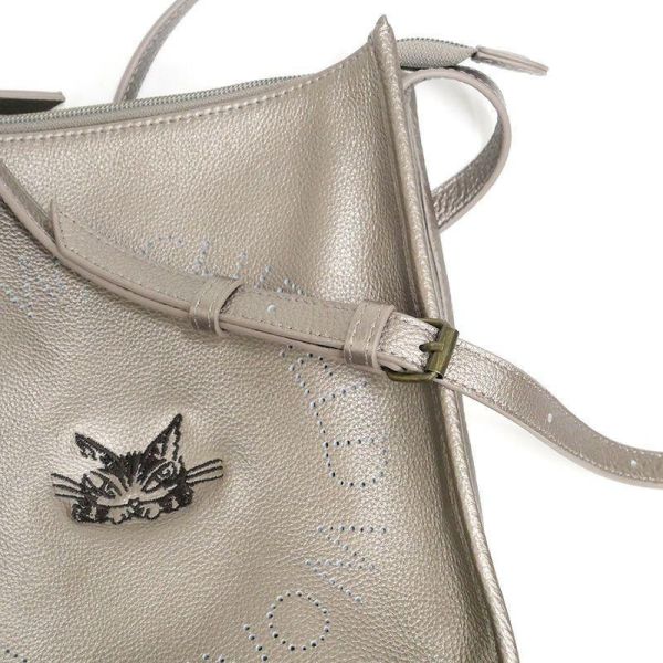 皮革單肩包-香檳色 