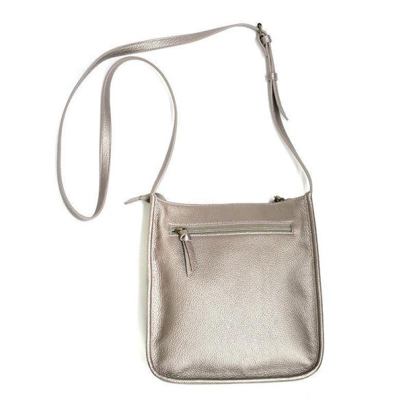 皮革單肩包-香檳色 